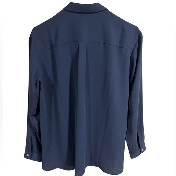 j.jill Navy Long Sleeved Button Down Basic Blouse Small Office Career Preppy - Picture 3 of 8
